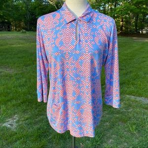 SPORT HALEY TOP BLUE PINK WHITE 3/4 SLEEVE SIZE M